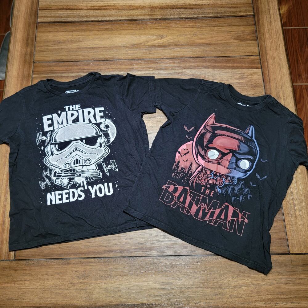 Set of 2 Funko Kids Black Tees: Star Wars (Small) & The Batman (XS)